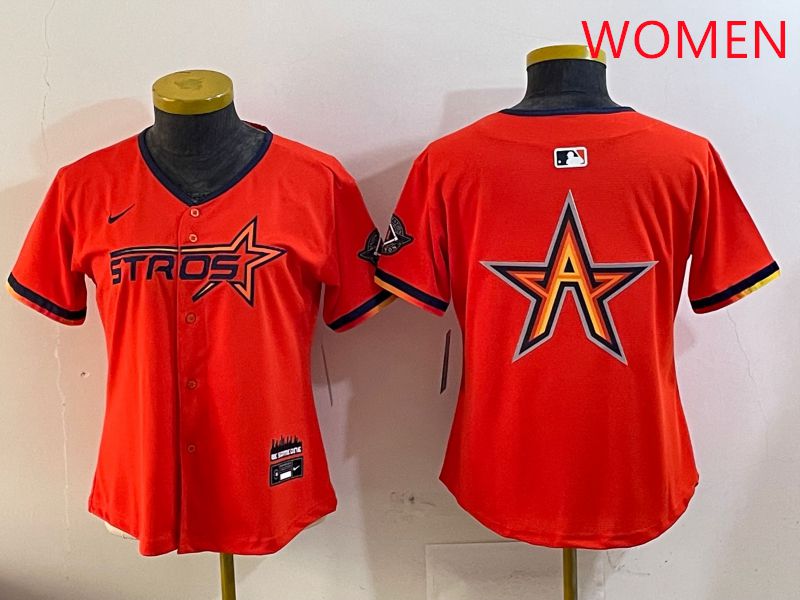 Women Houston Astros Blank Orange Three generations Joint Name 2025 Nike MLB Jersey style 6->women mlb jersey->Women Jersey